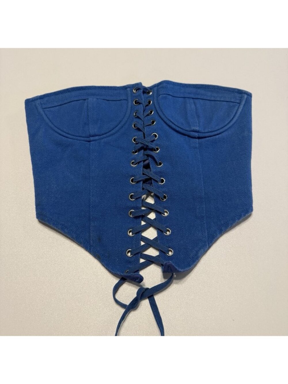 Lioness Lace Up Corset Top Womens XXS 2XS Blue Strapless